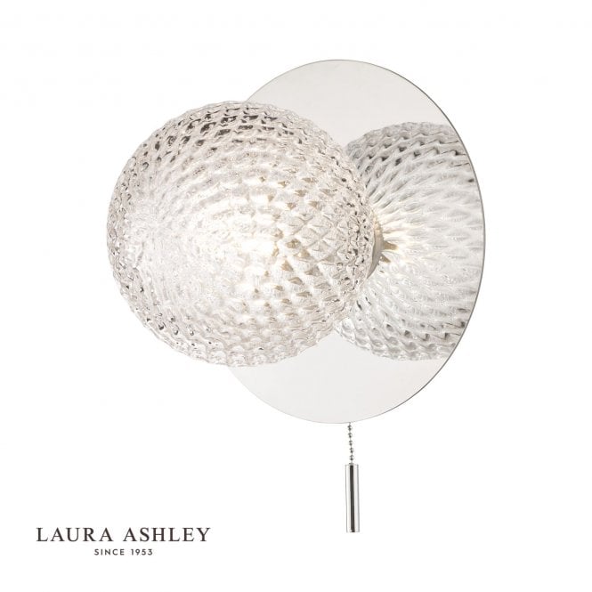 PRAGUE Bathroom Wall Light Glass Polished Chrome IP44