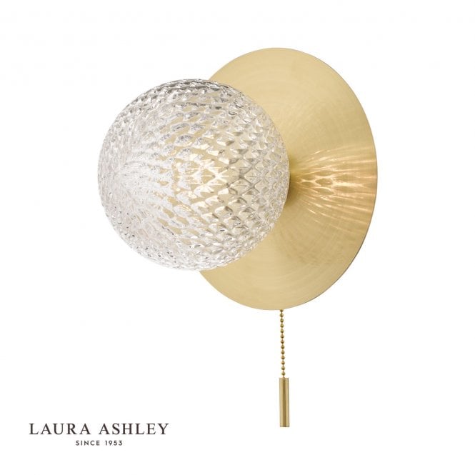 PRAGUE Bathroom Wall Light Glass Satin Brass IP44