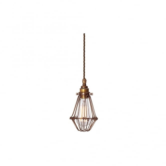 PRAIA - Bronze Industrial Cage Ceiling Pendant In Brown Flex
