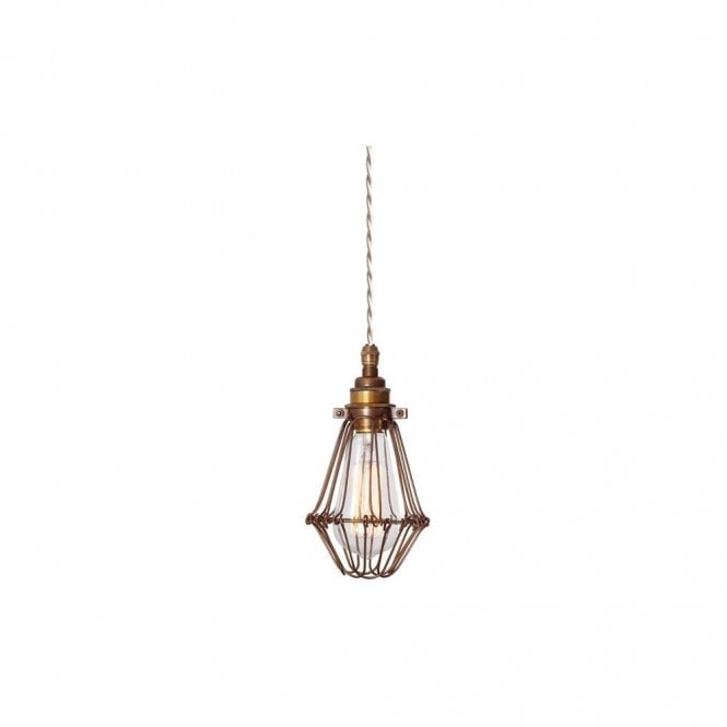 PRAIA - Bronze Industrial Cage Ceiling Pendant In Ivory Flex