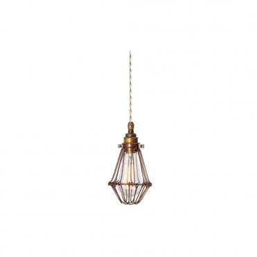 PRAIA - Bronze Industrial Cage Ceiling Pendant In Ivory Flex