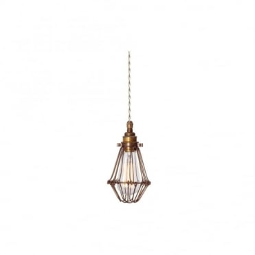 PRAIA - Bronze Industrial Cage Ceiling Pendant In Ivory Flex