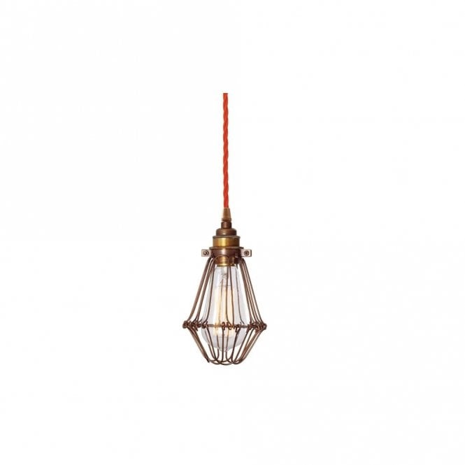 PRAIA - Bronze Industrial Cage Ceiling Pendant In Orange Flex