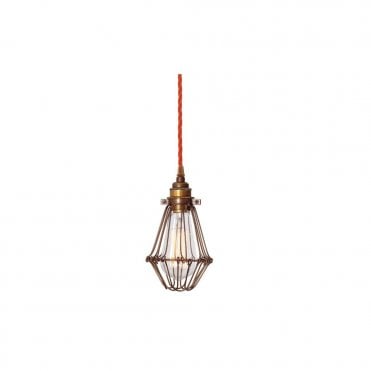 PRAIA - Bronze Industrial Cage Ceiling Pendant In Orange Flex