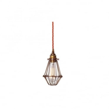 PRAIA - Bronze Industrial Cage Ceiling Pendant In Orange Flex