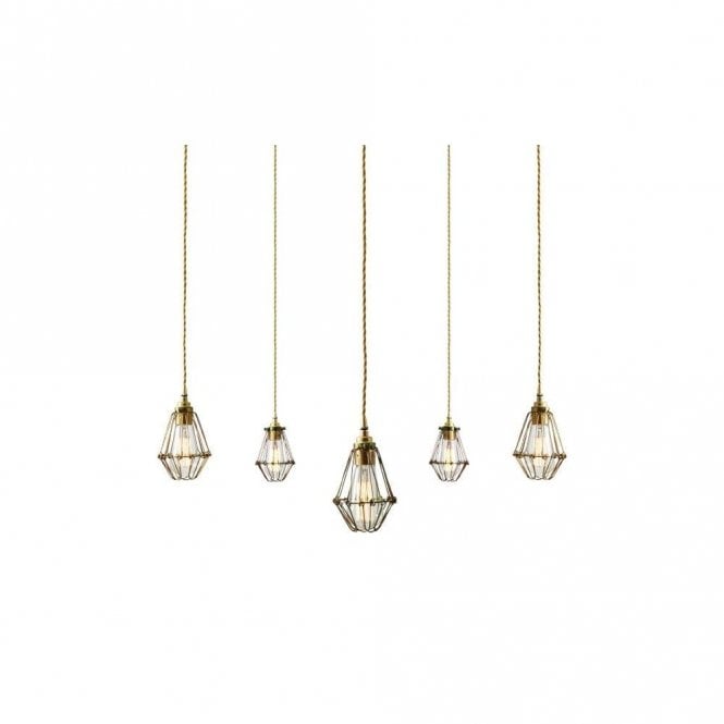 PRAIA - Cage Ceiling Pendant Light Cluster In Gold Zinc