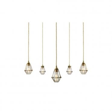 PRAIA - Cage Ceiling Pendant Light Cluster In Gold Zinc