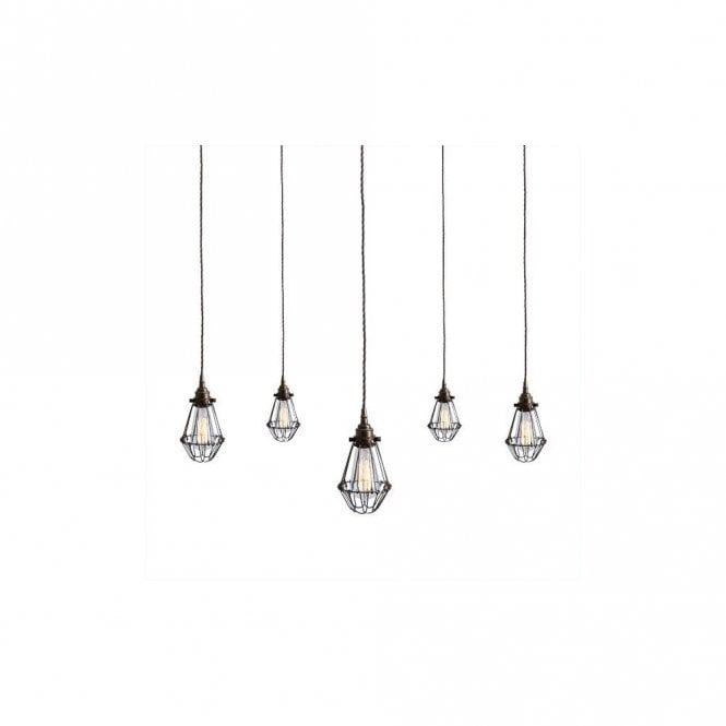 PRAIA - Cage Ceiling Pendant Light Cluster In Powder Coated Bronze