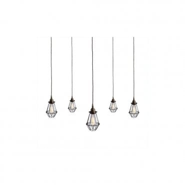 PRAIA - Cage Ceiling Pendant Light Cluster In Powder Coated Bronze