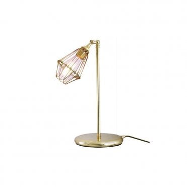 PRAIA - Cage Industrial Table Lamp In Polished Brass