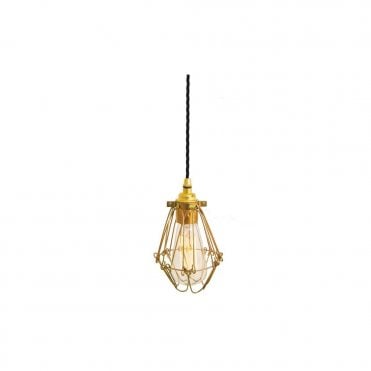 PRAIA - Gold Industrial Cage Ceiling Pendant In Black Flex