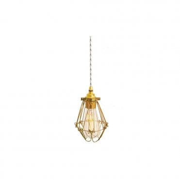 PRAIA - Gold Industrial Cage Ceiling Pendant In Ivory Flex