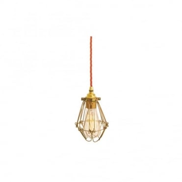 Gold Industrial Cage Ceiling Pendant In Orange Flex