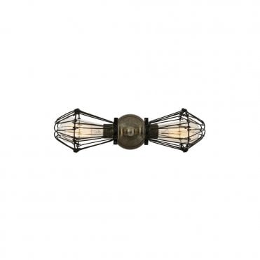 PRAIA - Vintage Double Cage Wall Light In Antique Silver