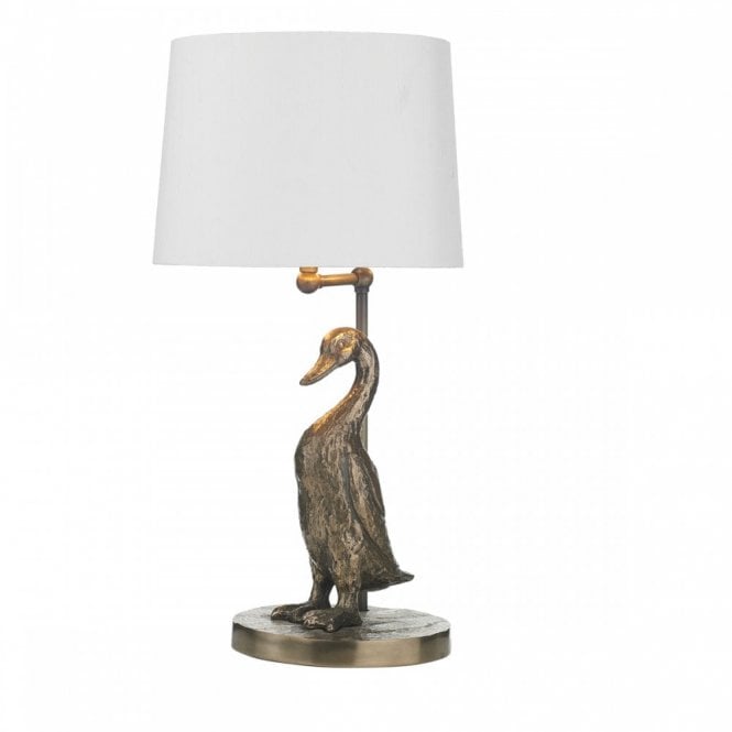 PUDDLE Duck Table Lamp Bronze With Silk Shade