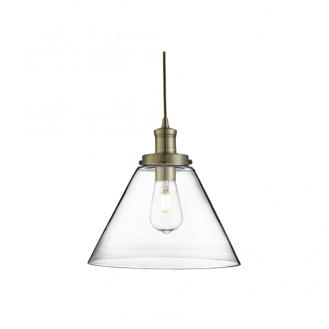 PYRAMID - Glass And Antique Brass Ceiling Pendant
