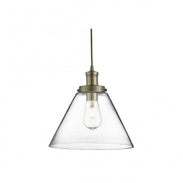 PYRAMID - Glass And Antique Brass Ceiling Pendant