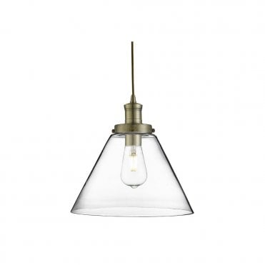 PYRAMID - Glass And Antique Brass Ceiling Pendant