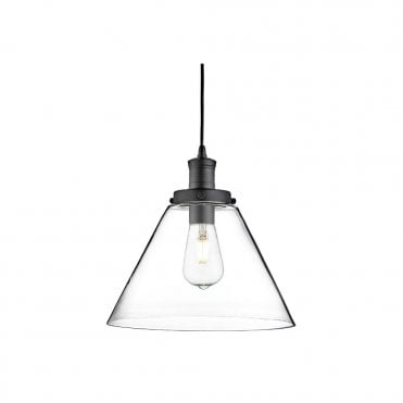PYRAMID - Glass And Matte Black Ceiling Pendant