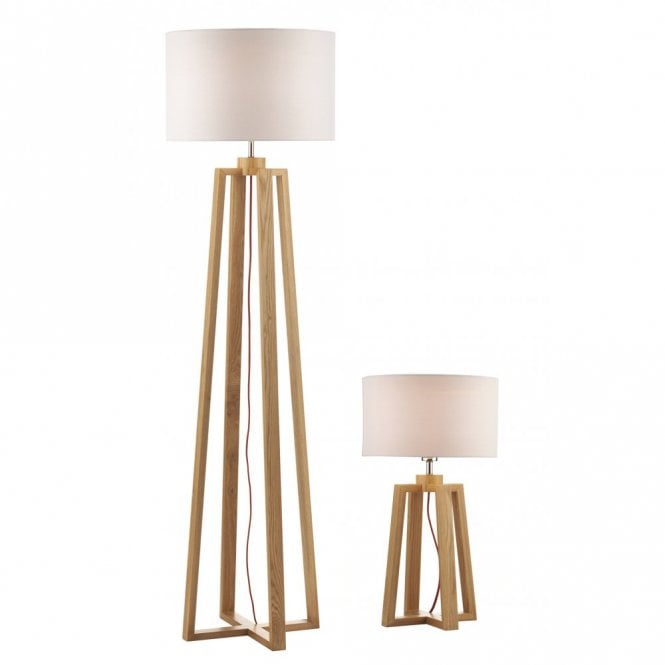 PYRAMID - Oak Wood Table Lamp And Floor Lamp (2 Lamps)