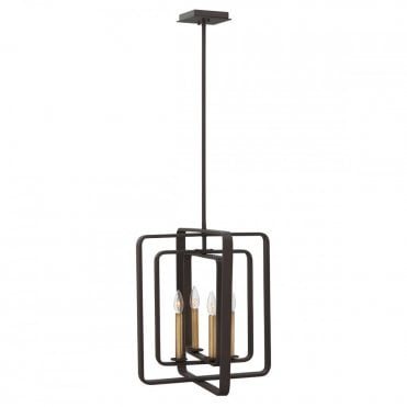 QUENTIN 4 Light Angular Ceiling Pendant Bronze