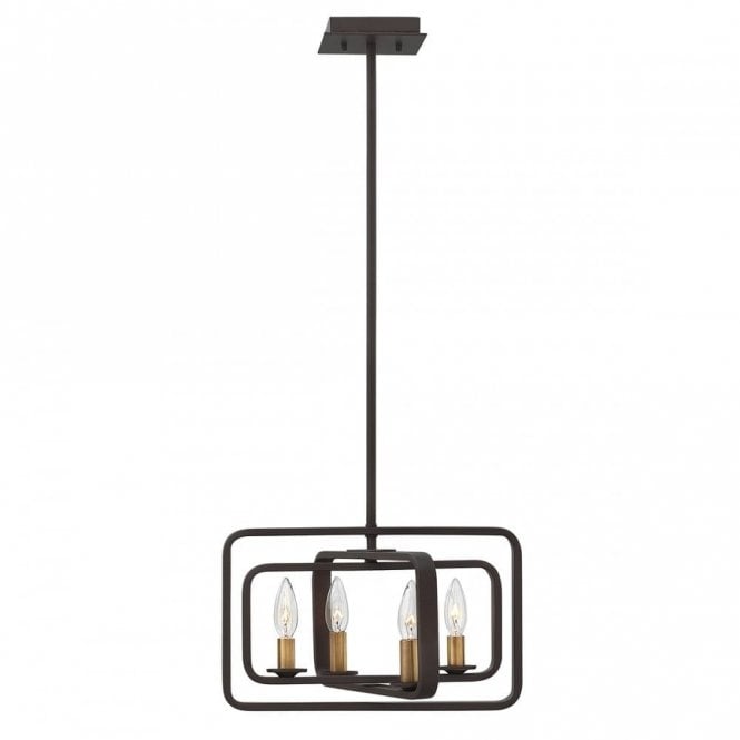 QUENTIN 4 Light Angular Ceiling Pendant Chandelier Bronze