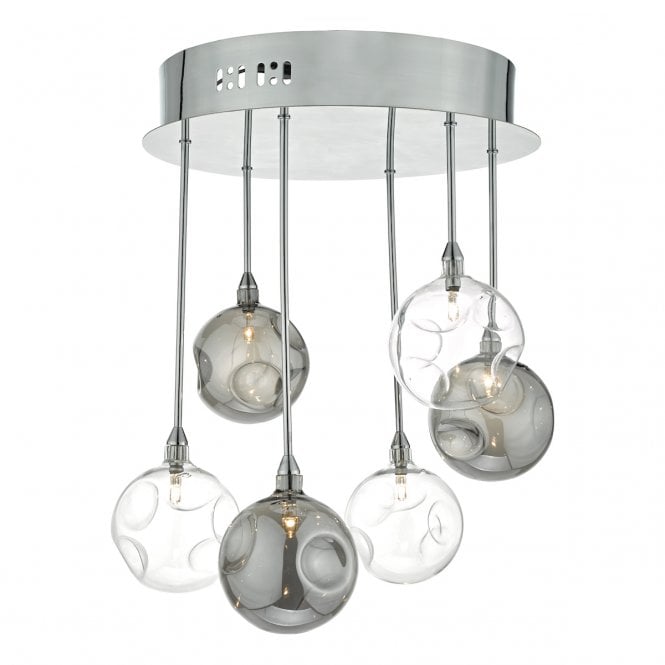 QUINN - 6lt Semi Flush Chrm/Smoke, Glass