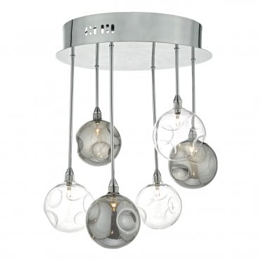 6lt Semi Flush Chrm/Smoke, Glass