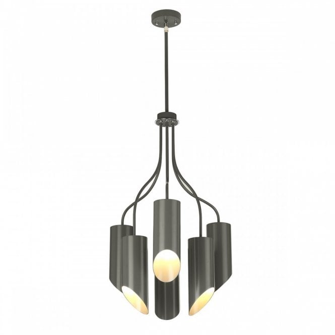 QUINTO 6 Light Ceiling Chandelier Dark Grey Polished Nickel