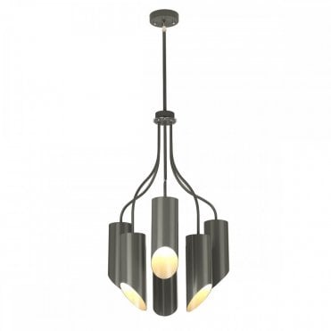 QUINTO 6 Light Ceiling Chandelier Dark Grey Polished Nickel