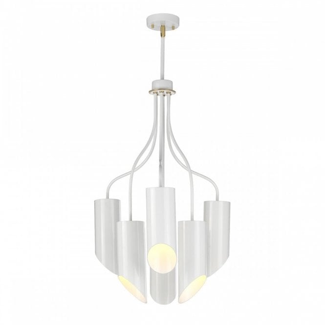 QUINTO 6 Light Ceiling Chandelier White Aged Brass