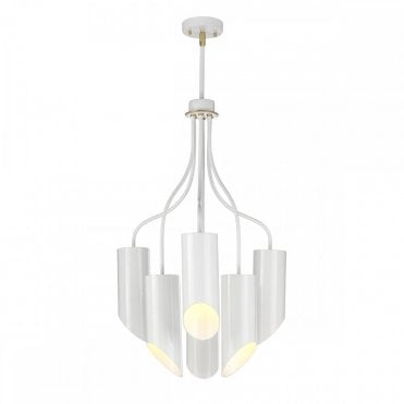 QUINTO 6 Light Ceiling Chandelier White Aged Brass