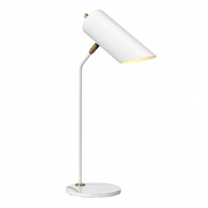 QUINTO Modern Task Table Lamp White Aged Brass