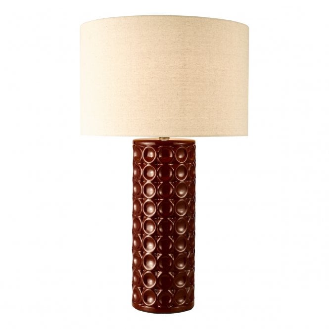 Raja Large Table Lamp in Red and Antique Bronze with Neutral Shade