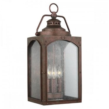 3 Light Large Exterior Wall Lantern In Copper