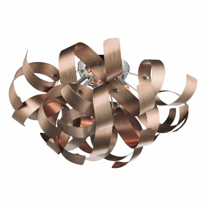 RAWLEY Satin Copper Ribbon Flush Ceiling Light