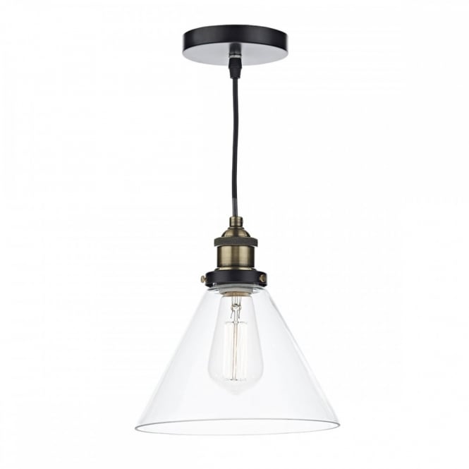 Ray Ceiling Pendant in Antique Brass with Glass Shade