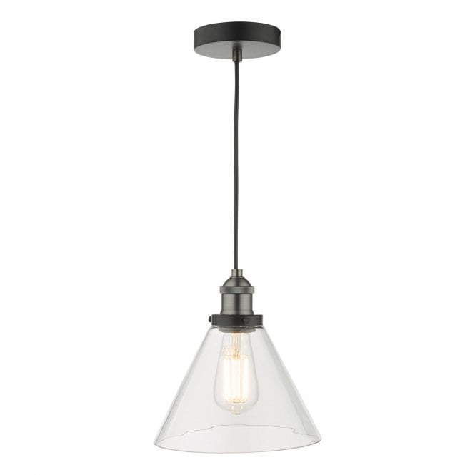 Ray Ceiling Pendant in Antique Nickel with Glass Shade