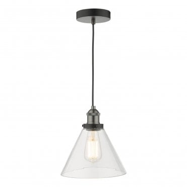 Single ceiling pendant with clear glass shade