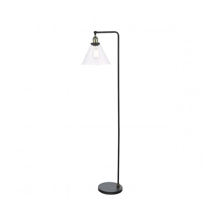 Ray Floor Lamp in Antique Brass and Glass