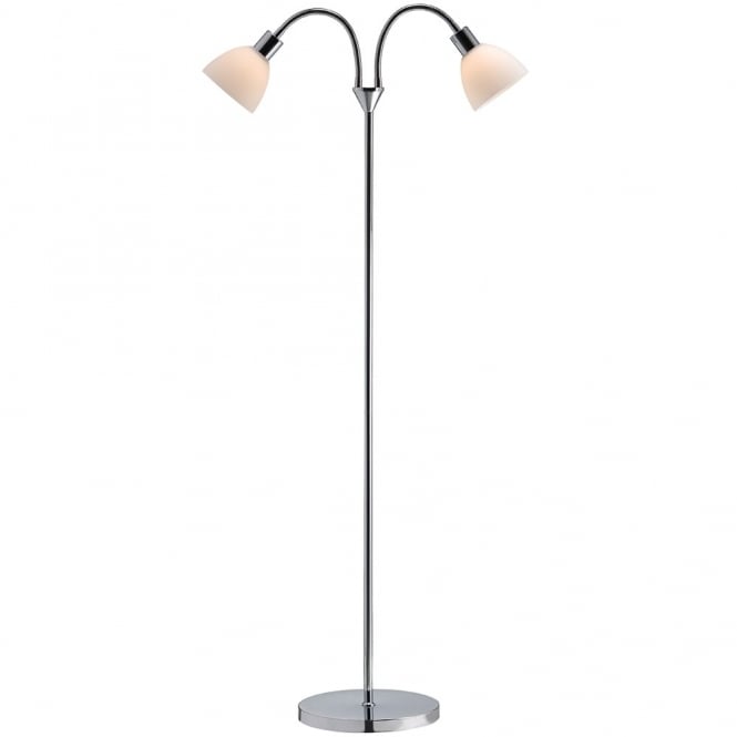 RAY - Retro Double Floor Lamp Chrome and Opal Glass
