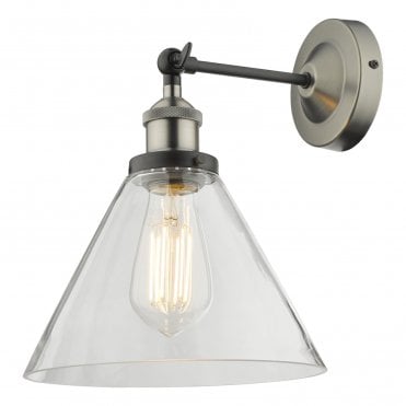 Single Wall Light Antique Nickel Clear Glass