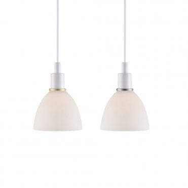 RAY - Twin Ceiling Pendants in White Opal Glass