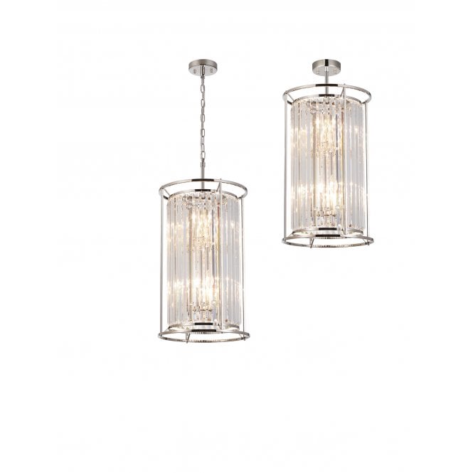 REGENCY 2 Tier Pendant Finished in Polished Nickel and Clear Crystals