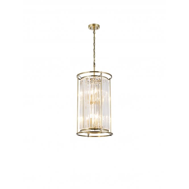 REGENCY 2 Tier Pendant in Antique Brass and Clear Crystal