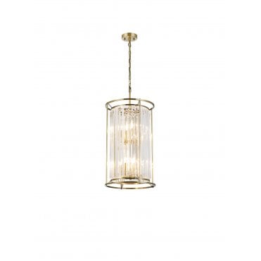two tiered crystal and antique Brass pendant