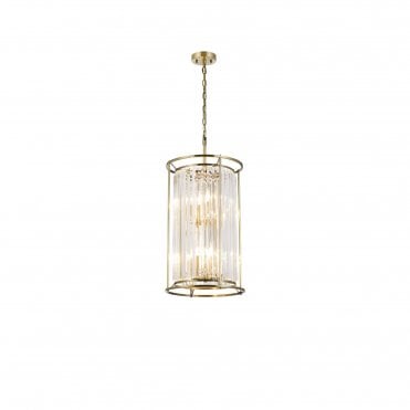 REGENCY 2 Tier Pendant in Antique Brass and Clear Crystal
