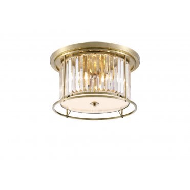 semi flush/pendant 4 light Brass and crystal