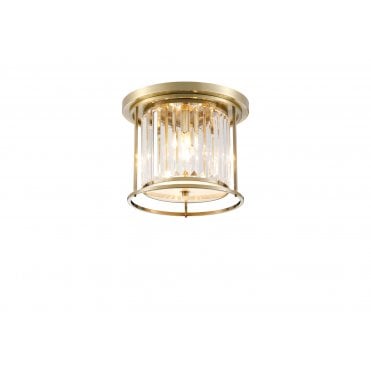 Brass and Crystal 3light Flush fitting