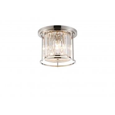 semi flush/pendant 3 light nickel and crystal